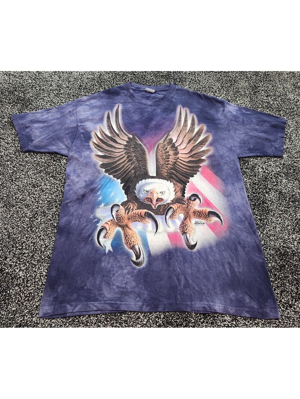 Vintg Jerry Lafaro The Mountain Swooping Bald Eagle USA Flag T-Shirt XL Tie Dye